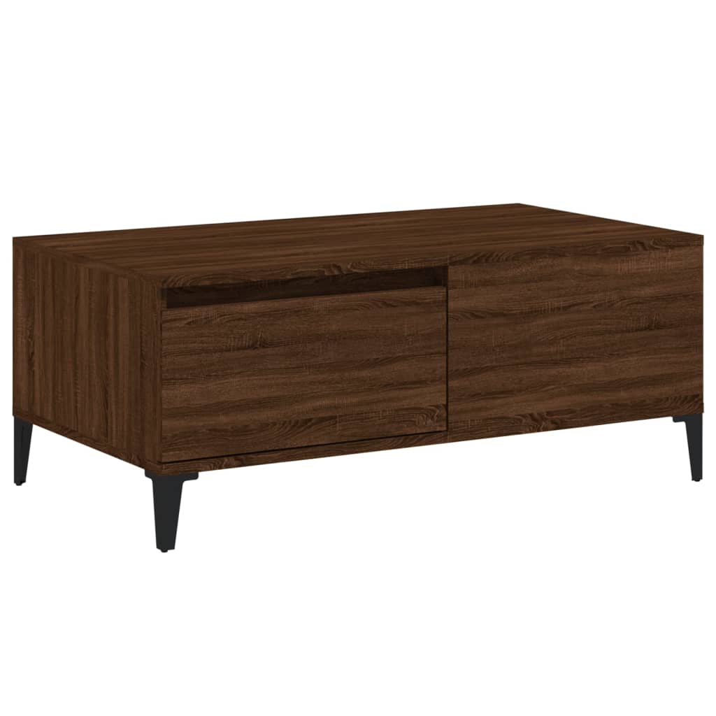 Salontafel 90x50x36,5 cm bewerkt hout bruin eikenkleur is nu te koop bij PeponiXL, paradijselijk wonen!