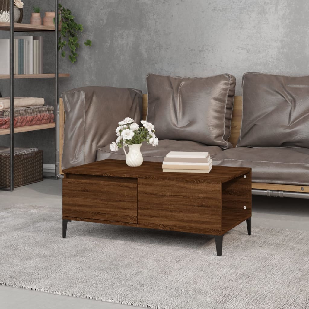 Salontafel 90x50x36,5 cm bewerkt hout bruin eikenkleur is nu te koop bij PeponiXL, paradijselijk wonen!