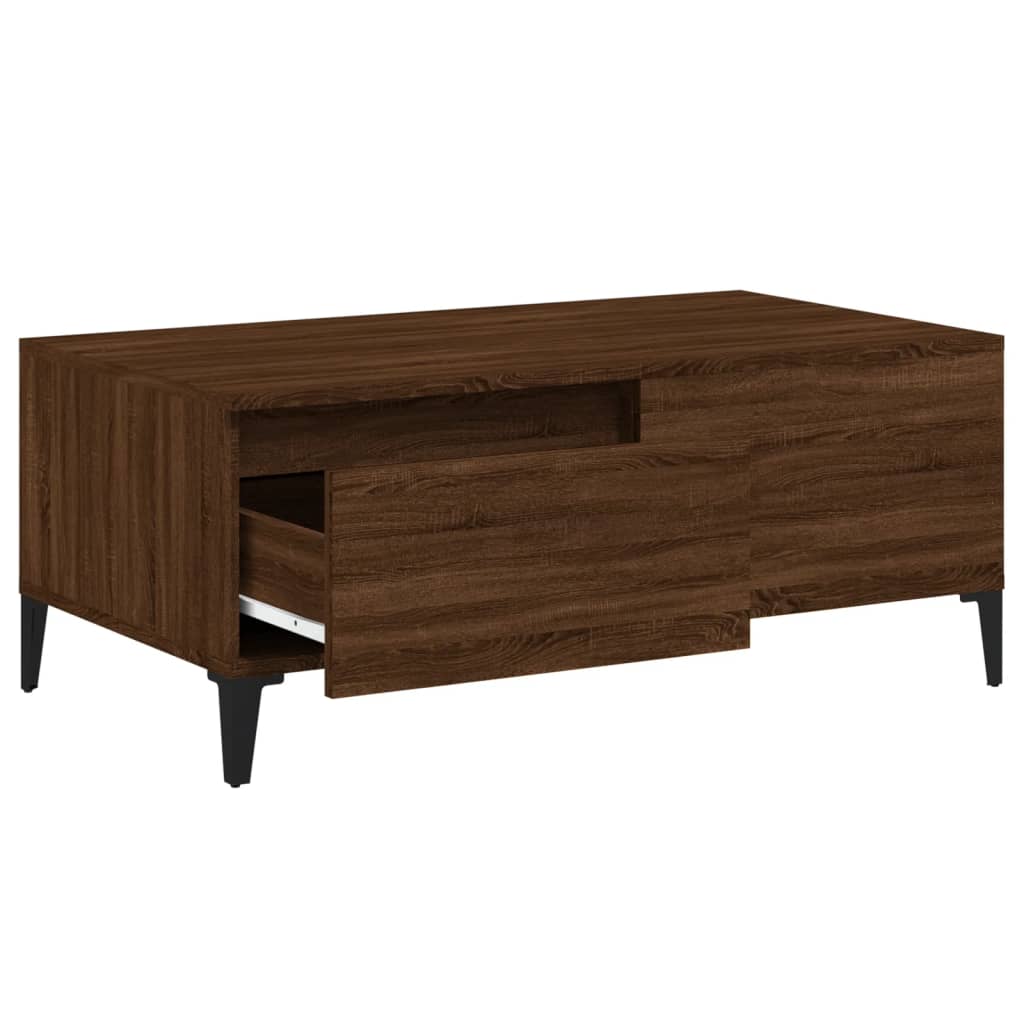 Salontafel 90x50x36,5 cm bewerkt hout bruin eikenkleur is nu te koop bij PeponiXL, paradijselijk wonen!
