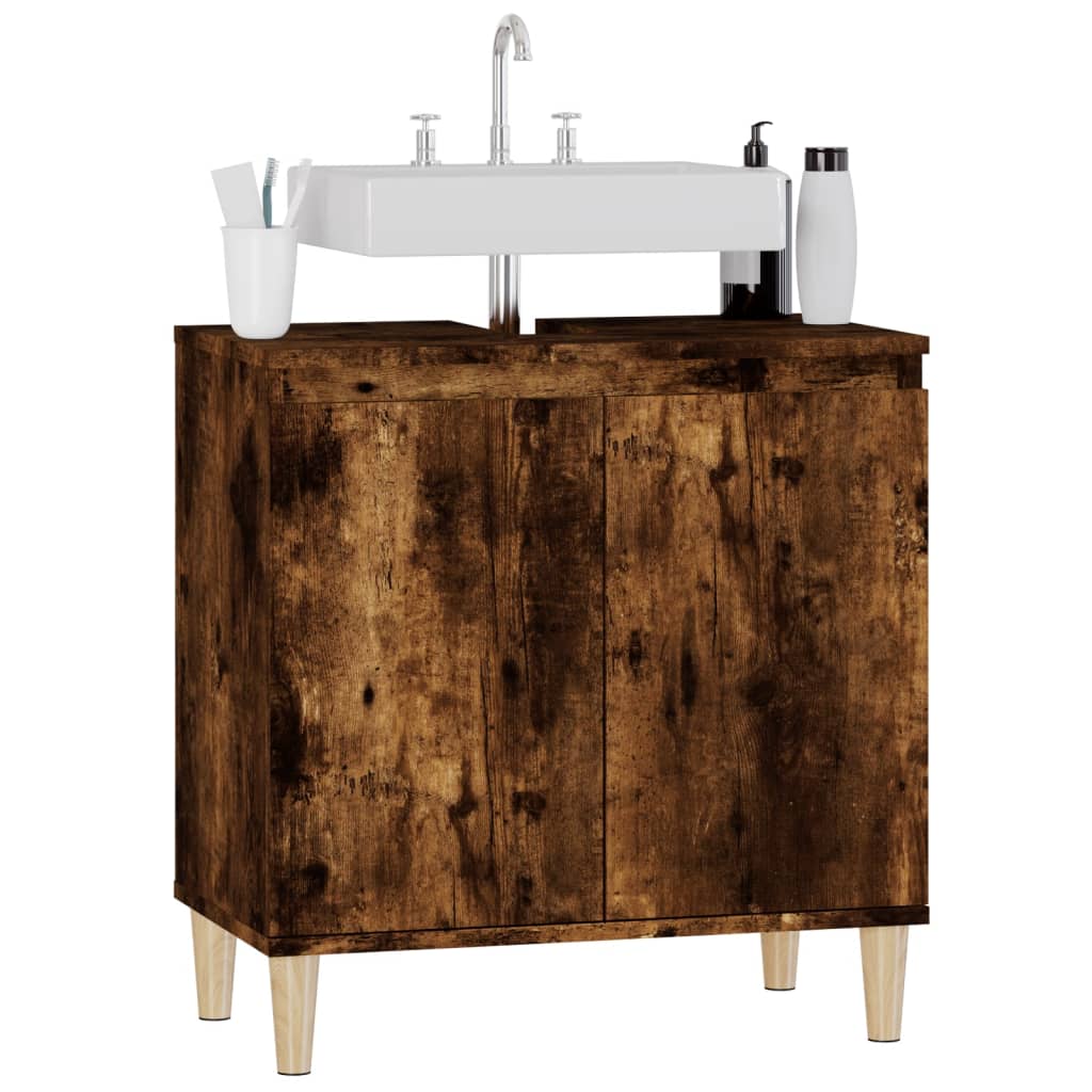Wastafelkast 58x33x60 cm bewerkt hout gerookt eikenkleurig is nu te koop bij PeponiXL, paradijselijk wonen!