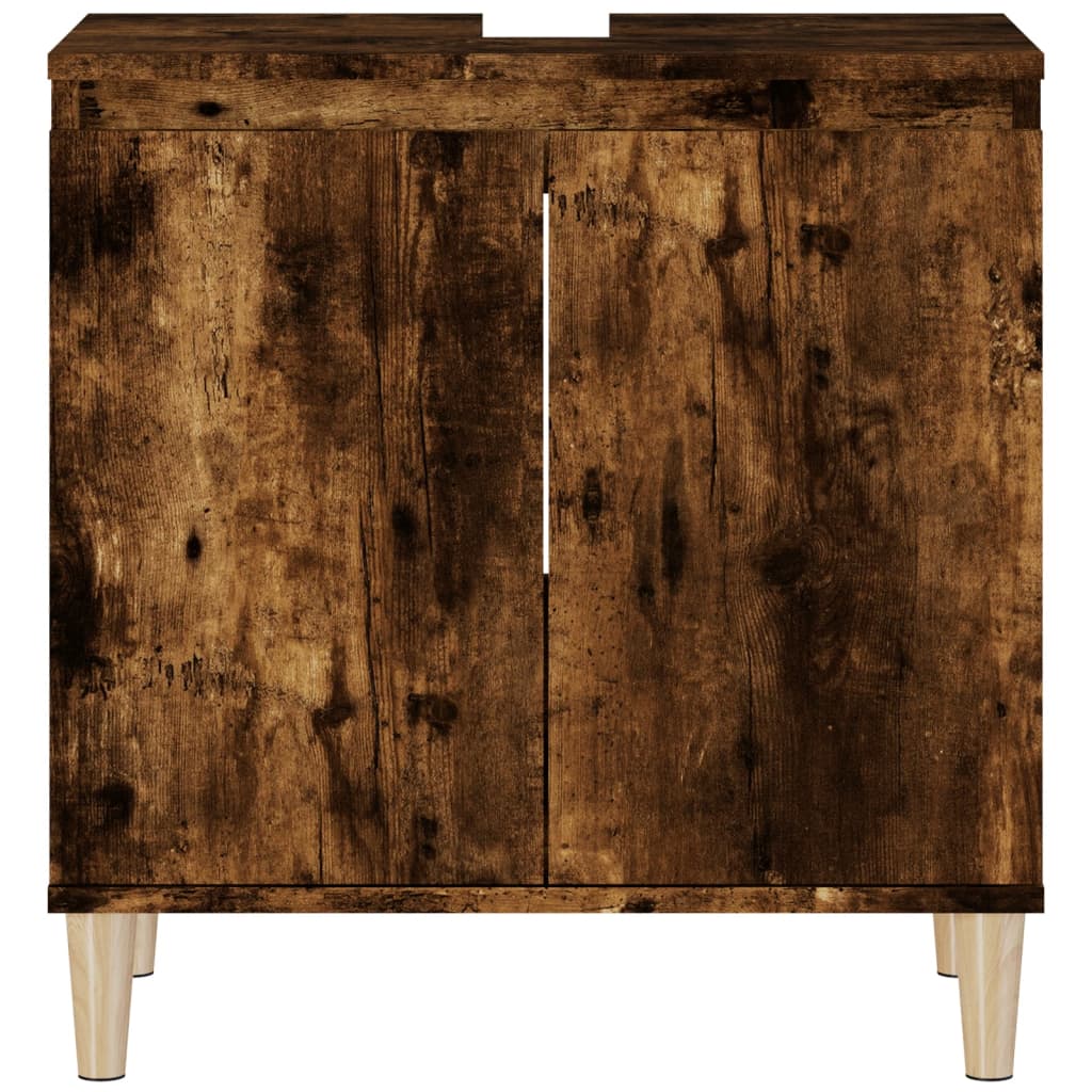 Wastafelkast 58x33x60 cm bewerkt hout gerookt eikenkleurig is nu te koop bij PeponiXL, paradijselijk wonen!
