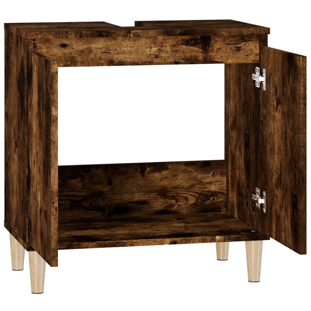 Wastafelkast 58x33x60 cm bewerkt hout gerookt eikenkleurig is nu te koop bij PeponiXL, paradijselijk wonen!