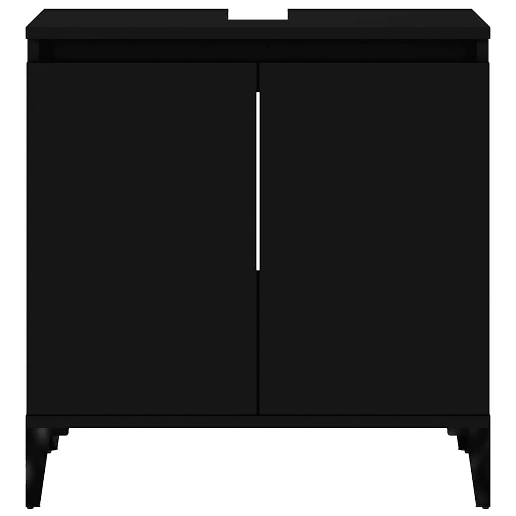 Wastafelkast 58x33x60 cm bewerkt hout zwart is nu te koop bij PeponiXL, paradijselijk wonen!