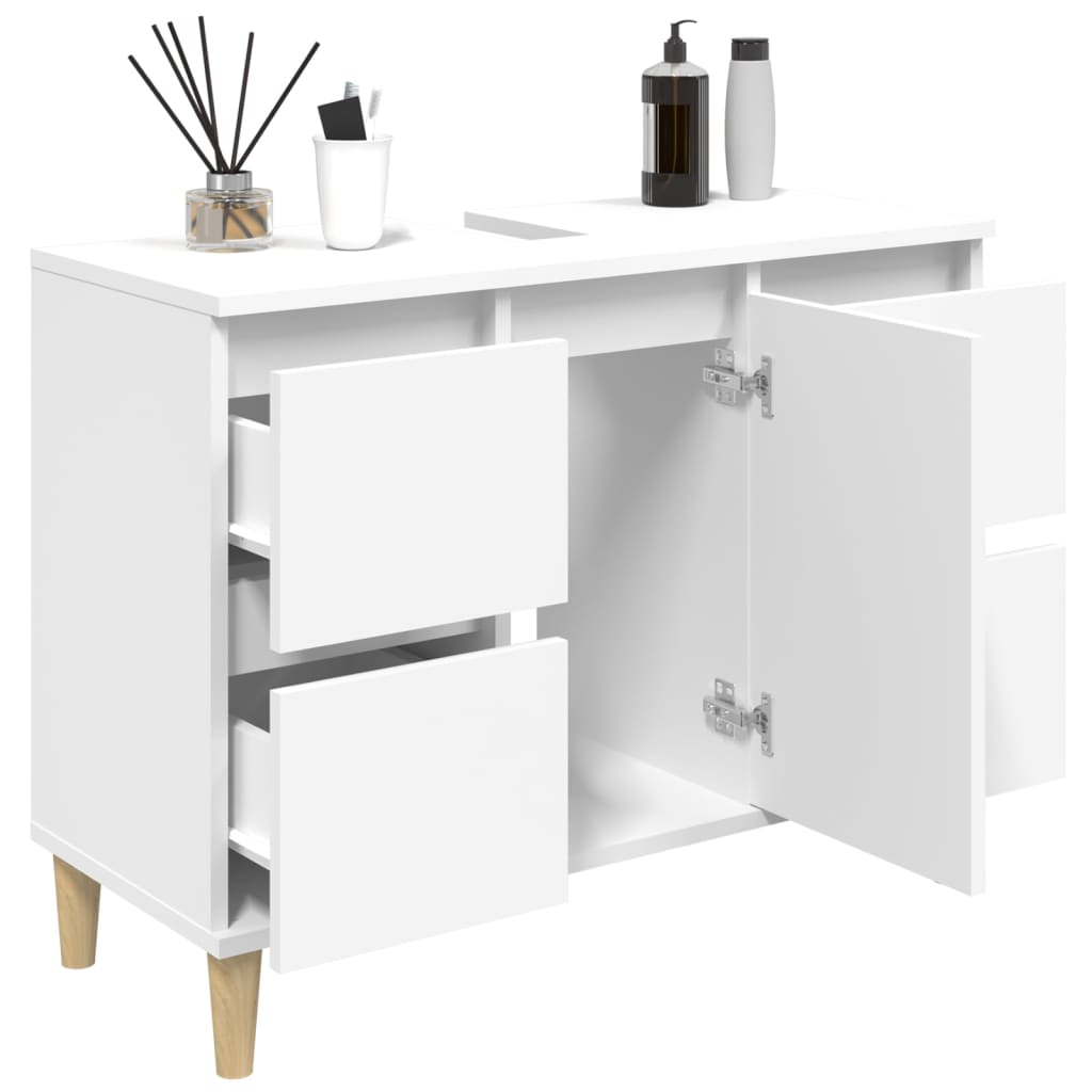 Wastafelkast 80x33x60 cm bewerkt hout wit is nu te koop bij PeponiXL, paradijselijk wonen!