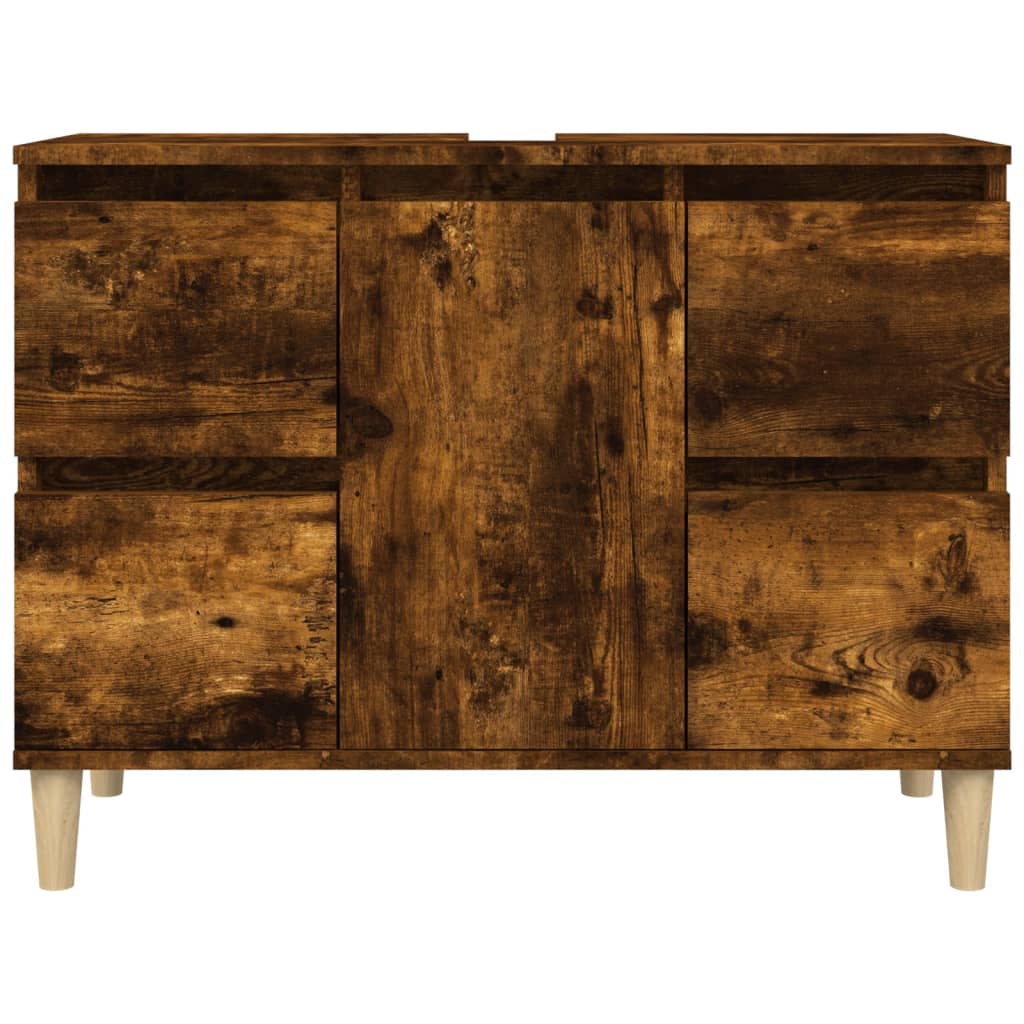Wastafelkast 80x33x60 cm bewerkt hout gerookt eikenkleurig is nu te koop bij PeponiXL, paradijselijk wonen!