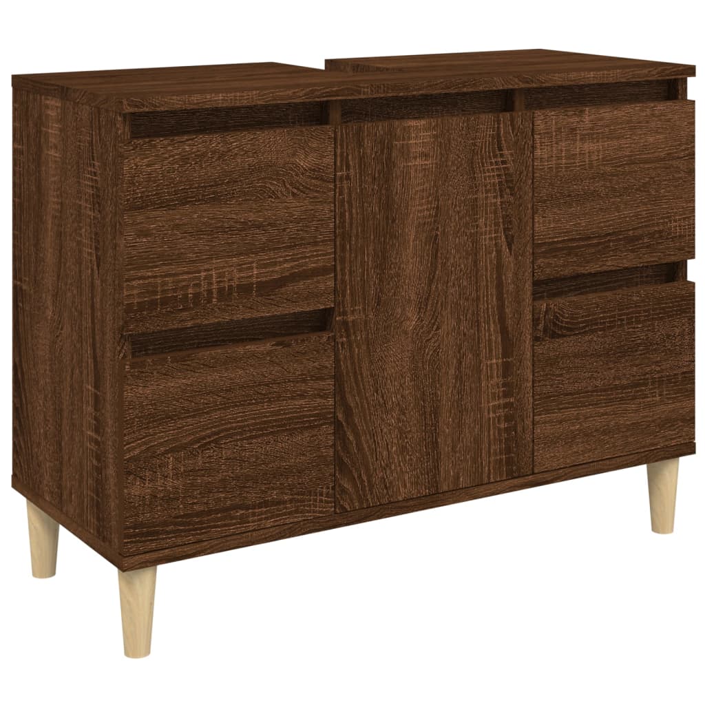 Wastafelkast 80x33x60 cm bewerkt hout bruin eikenkleur is nu te koop bij PeponiXL, paradijselijk wonen!