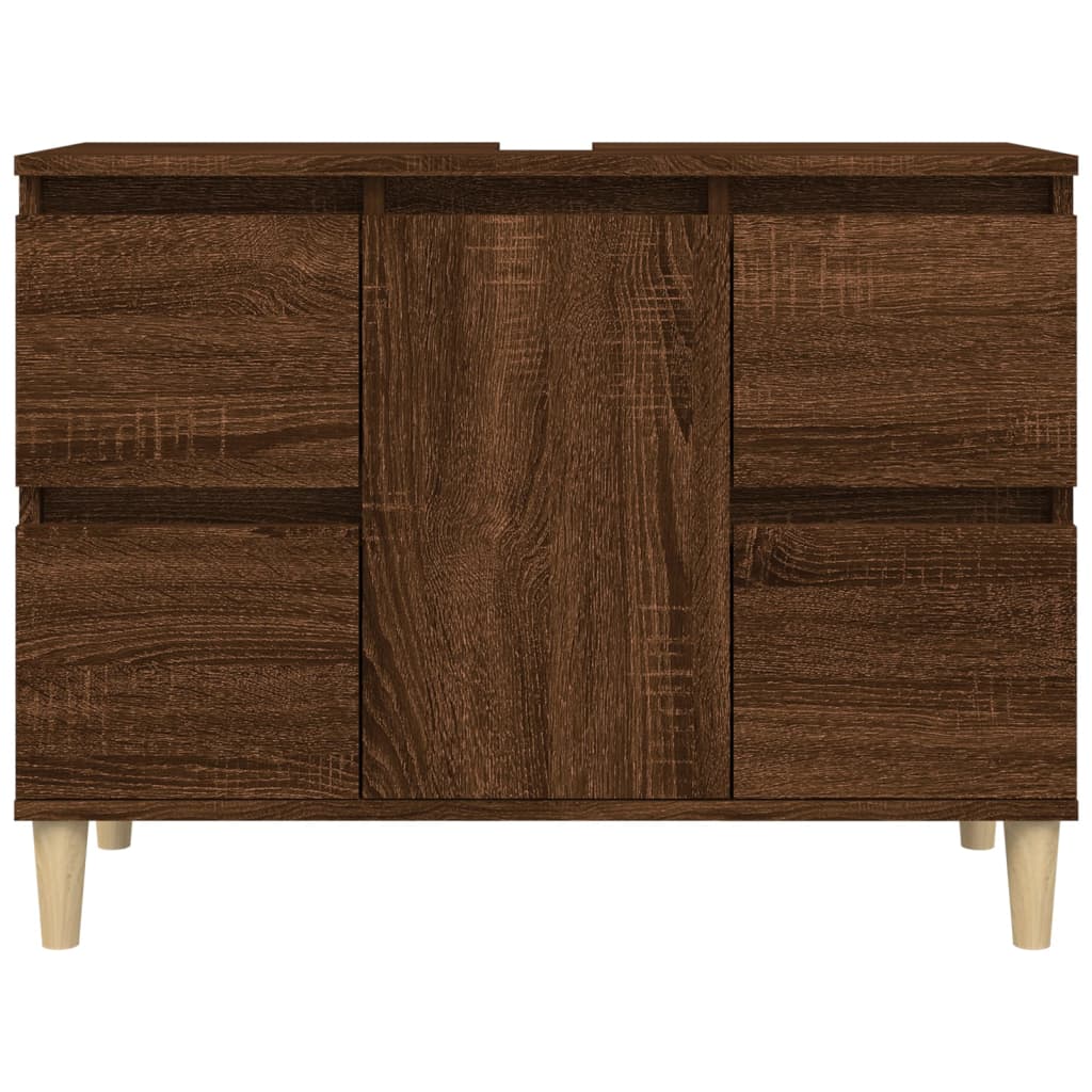 Wastafelkast 80x33x60 cm bewerkt hout bruin eikenkleur is nu te koop bij PeponiXL, paradijselijk wonen!