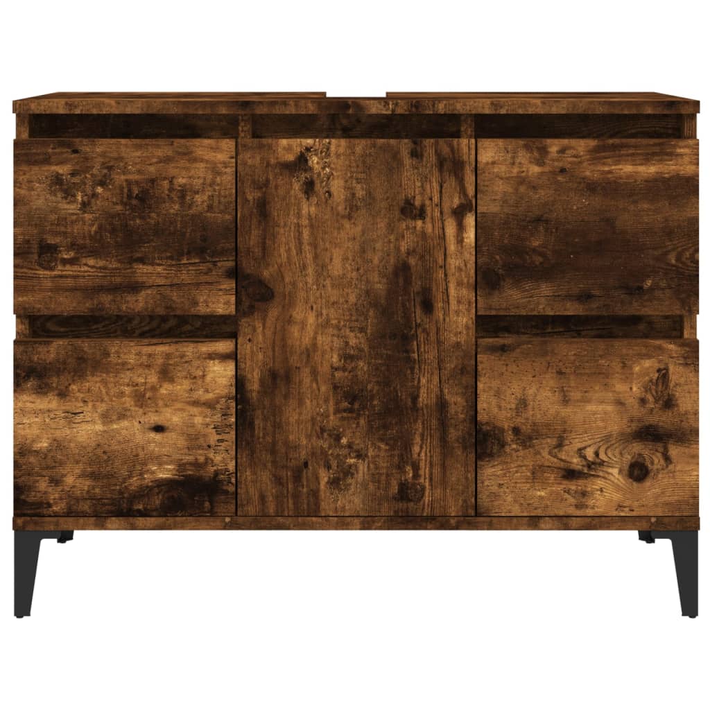 Wastafelkast 80x33x60 cm bewerkt hout gerookt eikenkleurig is nu te koop bij PeponiXL, paradijselijk wonen!