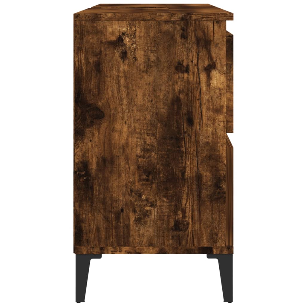 Wastafelkast 80x33x60 cm bewerkt hout gerookt eikenkleurig is nu te koop bij PeponiXL, paradijselijk wonen!