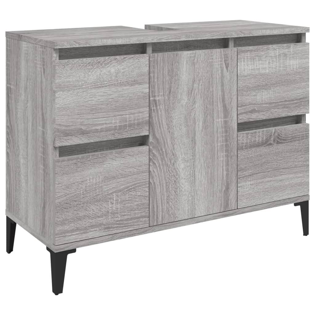 Wastafelkast 80x33x60 cm bewerkt hout grijs sonoma eikenkleurig is nu te koop bij PeponiXL, paradijselijk wonen!