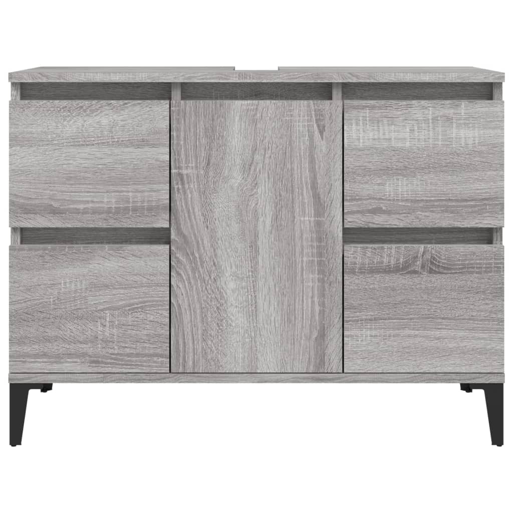 Wastafelkast 80x33x60 cm bewerkt hout grijs sonoma eikenkleurig is nu te koop bij PeponiXL, paradijselijk wonen!