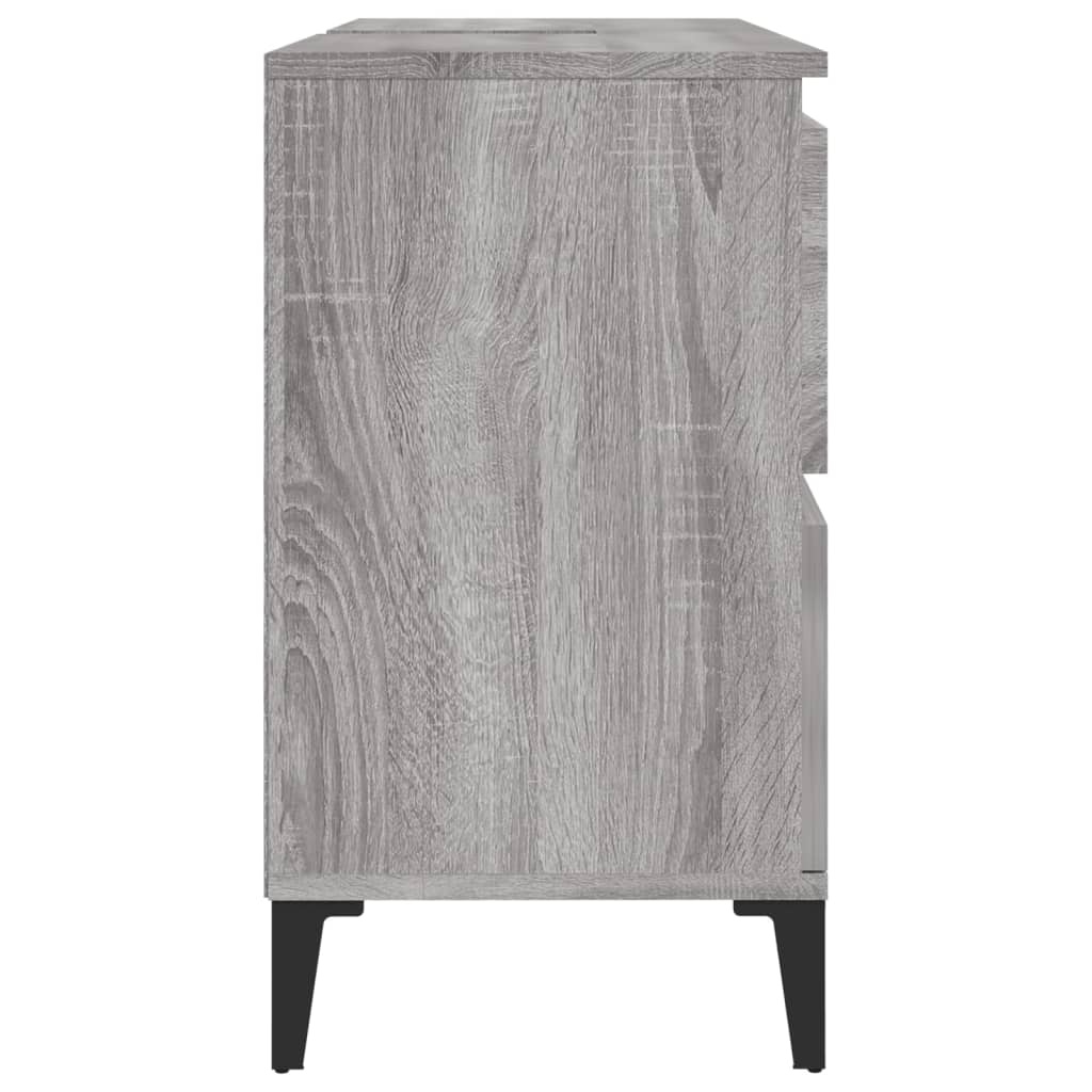 Wastafelkast 80x33x60 cm bewerkt hout grijs sonoma eikenkleurig is nu te koop bij PeponiXL, paradijselijk wonen!