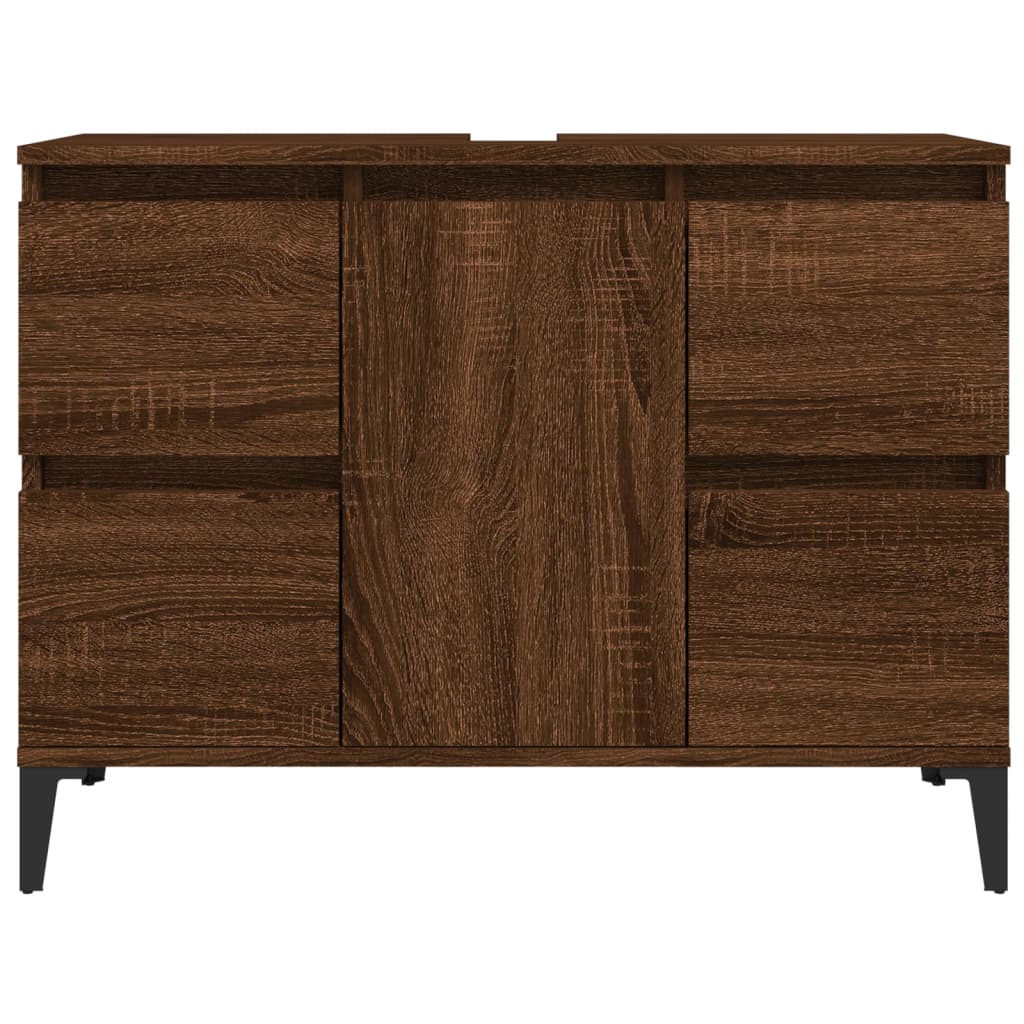 Wastafelkast 80x33x60 cm bewerkt hout bruin eikenkleur is nu te koop bij PeponiXL, paradijselijk wonen!