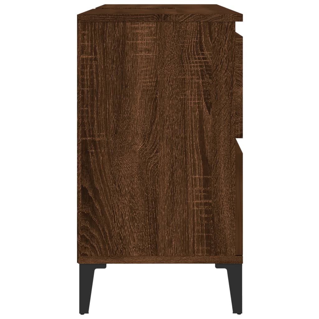 Wastafelkast 80x33x60 cm bewerkt hout bruin eikenkleur is nu te koop bij PeponiXL, paradijselijk wonen!