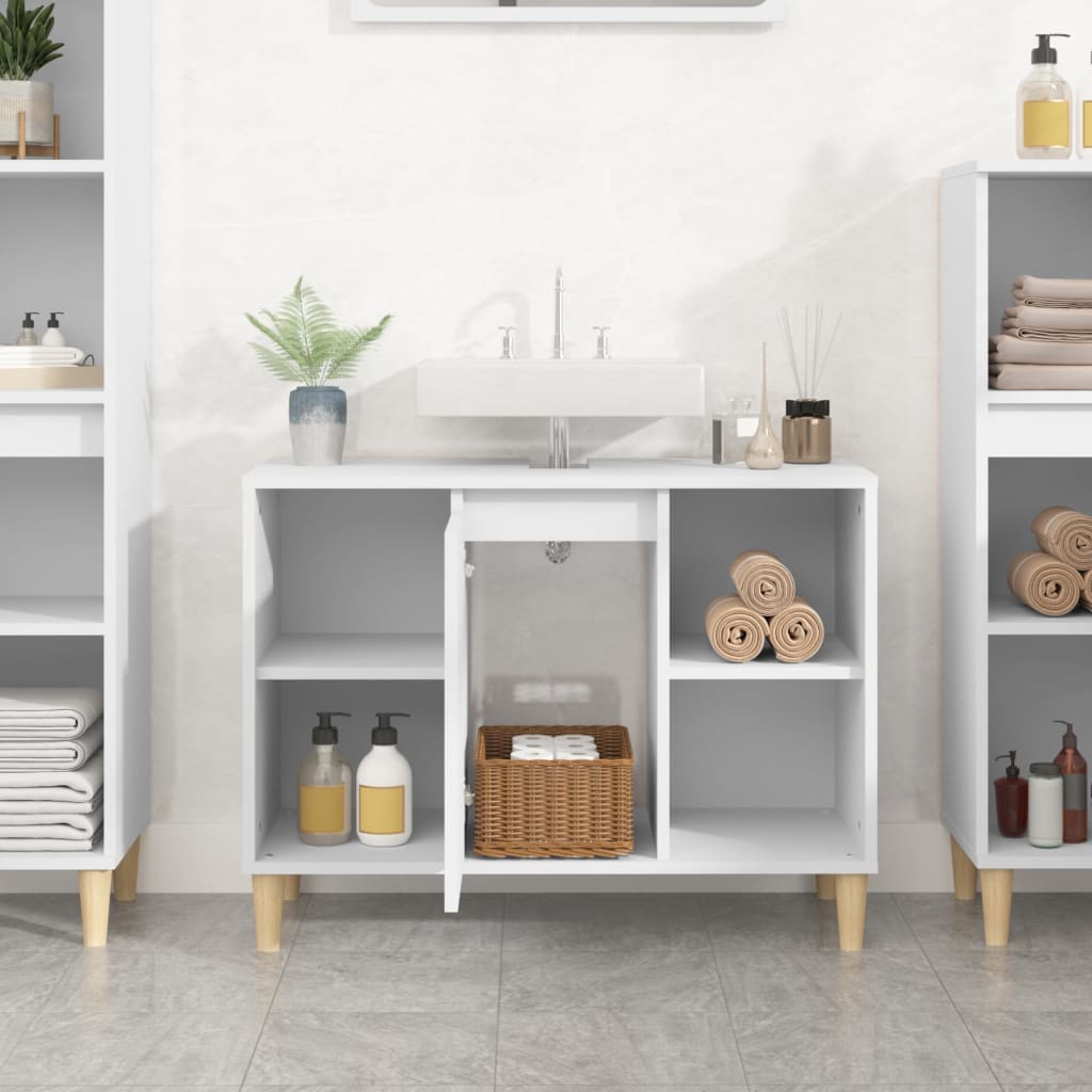 Wastafelkast 80x33x60 cm bewerkt hout wit is nu te koop bij PeponiXL, paradijselijk wonen!