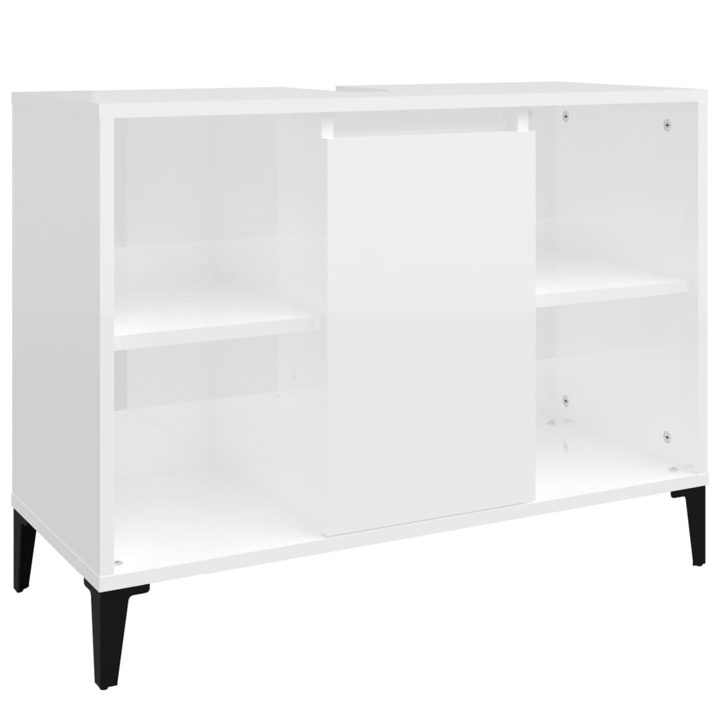 Wastafelkast 80x33x60 cm bewerkt hout hoogglans wit is nu te koop bij PeponiXL, paradijselijk wonen!