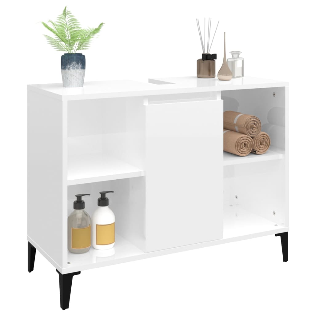 Wastafelkast 80x33x60 cm bewerkt hout hoogglans wit is nu te koop bij PeponiXL, paradijselijk wonen!