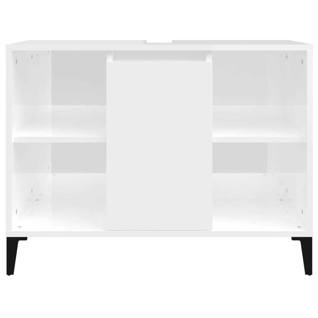 Wastafelkast 80x33x60 cm bewerkt hout hoogglans wit is nu te koop bij PeponiXL, paradijselijk wonen!
