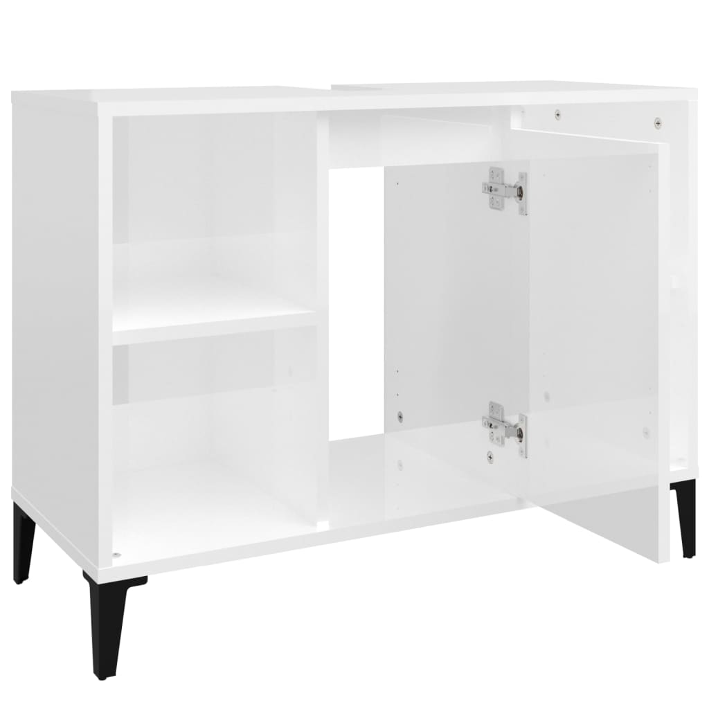 Wastafelkast 80x33x60 cm bewerkt hout hoogglans wit is nu te koop bij PeponiXL, paradijselijk wonen!