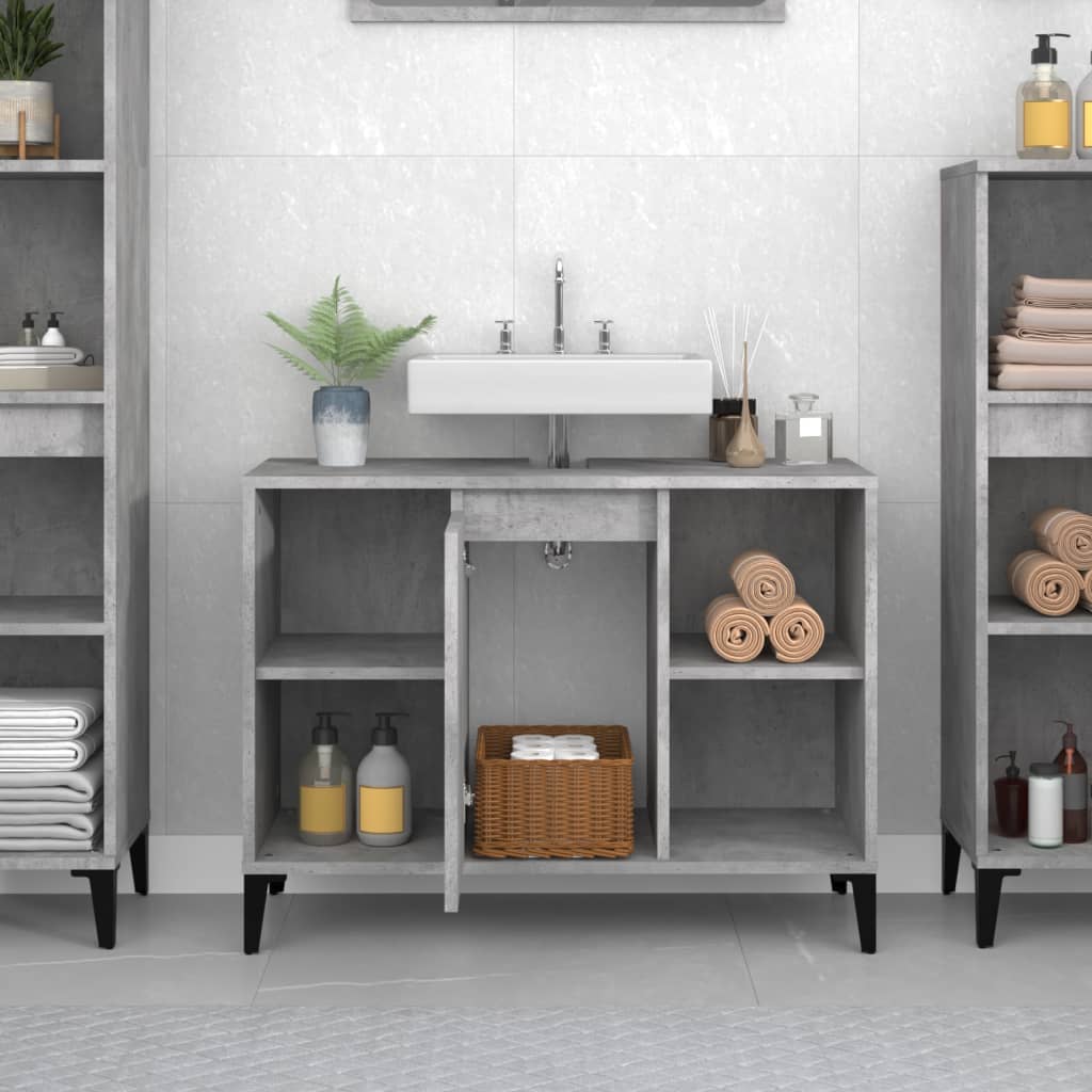 Wastafelkast 80x33x60 cm bewerkt hout betongrijs is nu te koop bij PeponiXL, paradijselijk wonen!