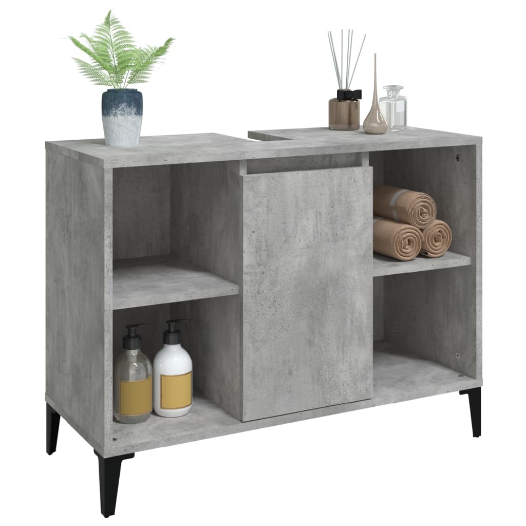 Wastafelkast 80x33x60 cm bewerkt hout betongrijs is nu te koop bij PeponiXL, paradijselijk wonen!