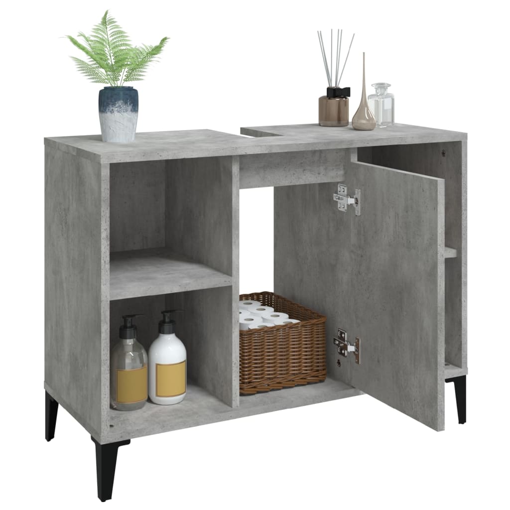 Wastafelkast 80x33x60 cm bewerkt hout betongrijs is nu te koop bij PeponiXL, paradijselijk wonen!