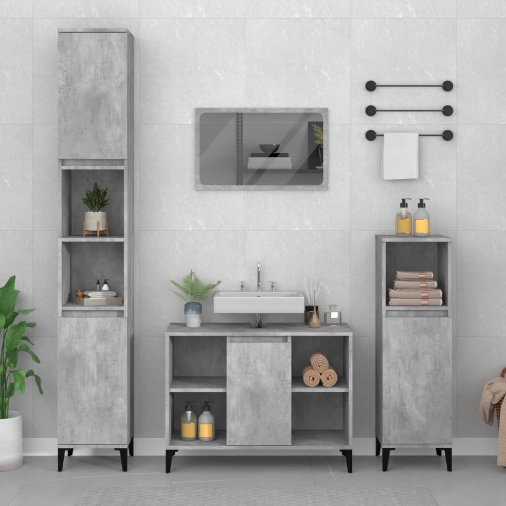 Wastafelkast 80x33x60 cm bewerkt hout betongrijs is nu te koop bij PeponiXL, paradijselijk wonen!