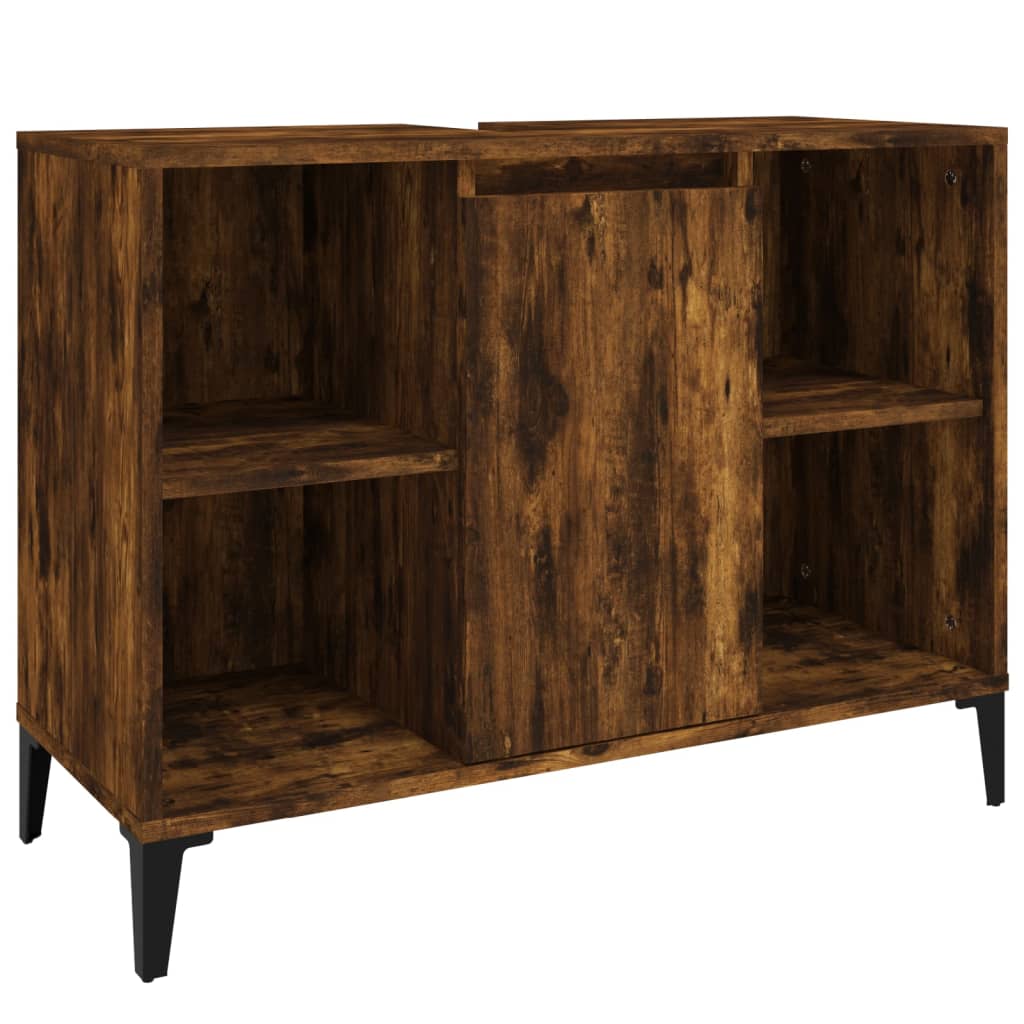 Wastafelkast 80x33x60 cm bewerkt hout gerookt eikenkleurig is nu te koop bij PeponiXL, paradijselijk wonen!