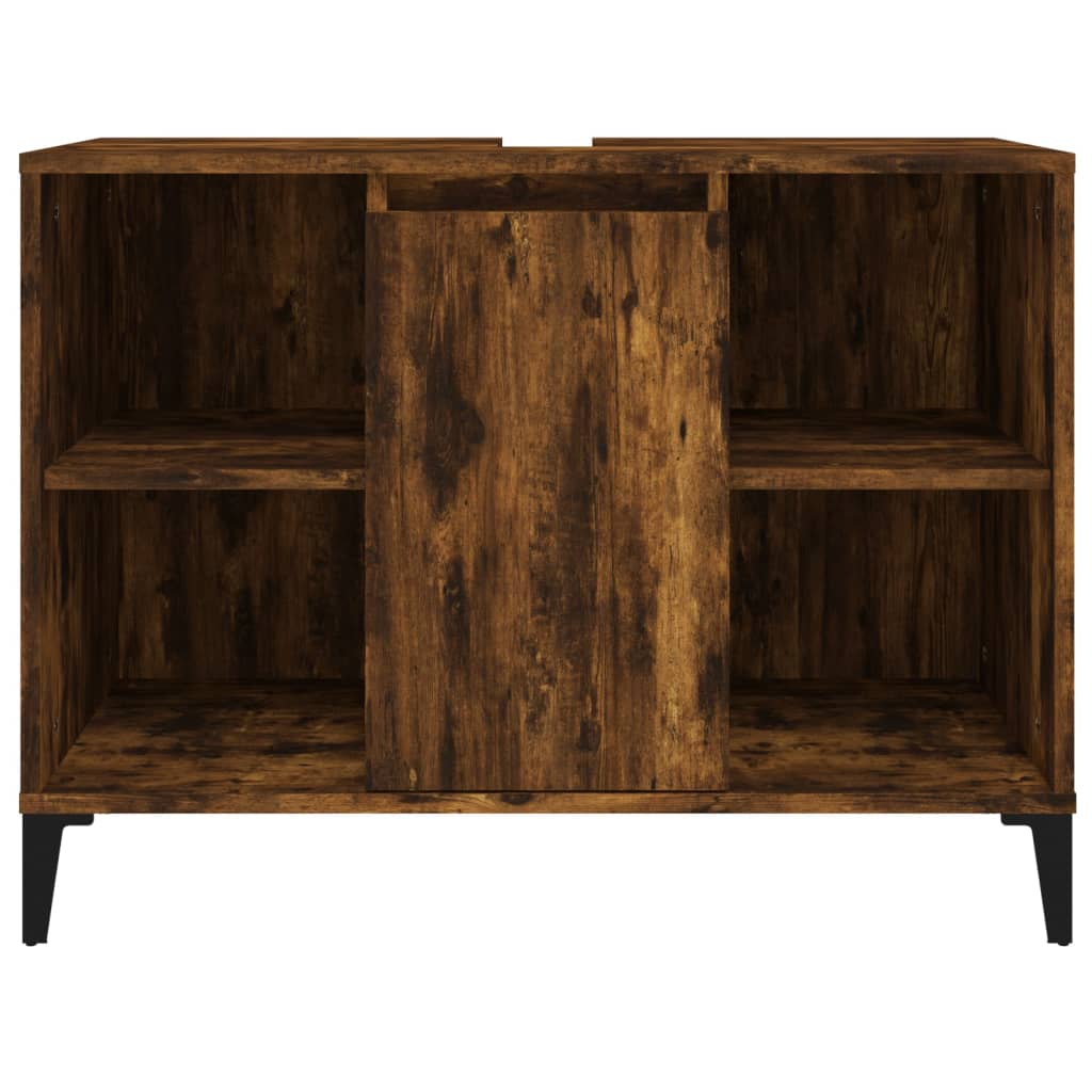 Wastafelkast 80x33x60 cm bewerkt hout gerookt eikenkleurig is nu te koop bij PeponiXL, paradijselijk wonen!