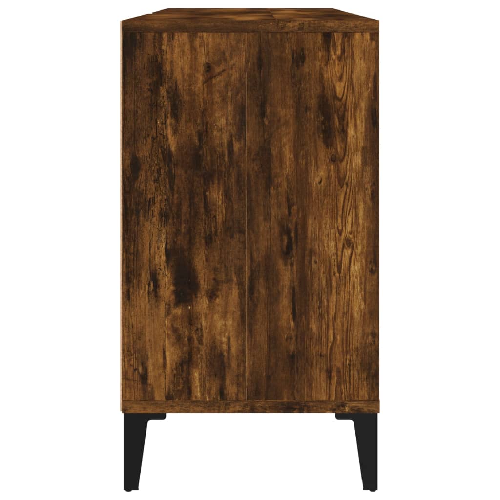 Wastafelkast 80x33x60 cm bewerkt hout gerookt eikenkleurig is nu te koop bij PeponiXL, paradijselijk wonen!