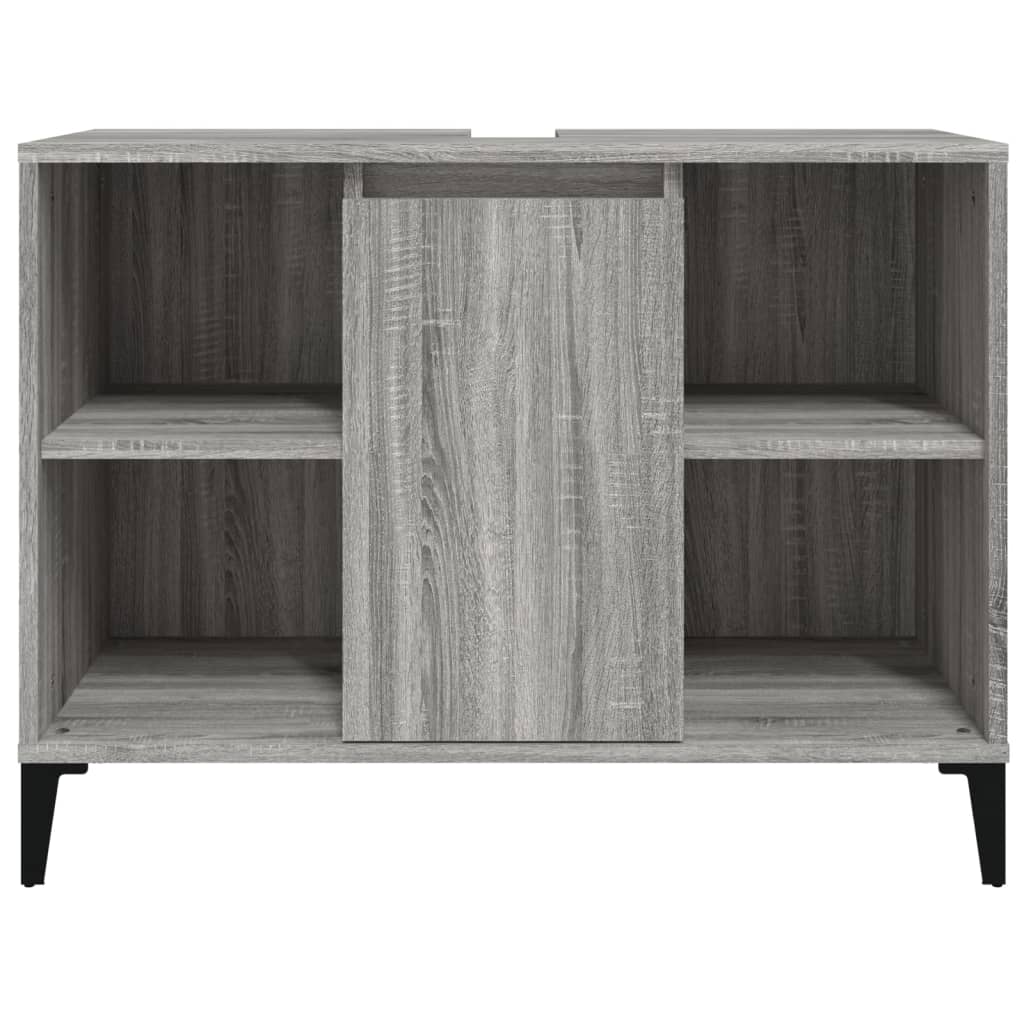 Wastafelkast 80x33x60 cm bewerkt hout grijs sonoma eikenkleurig is nu te koop bij PeponiXL, paradijselijk wonen!
