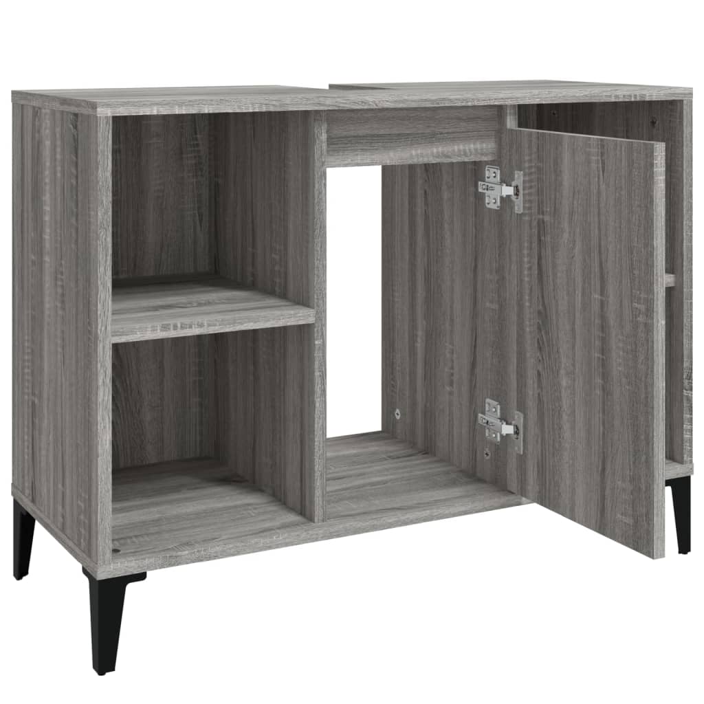 Wastafelkast 80x33x60 cm bewerkt hout grijs sonoma eikenkleurig is nu te koop bij PeponiXL, paradijselijk wonen!