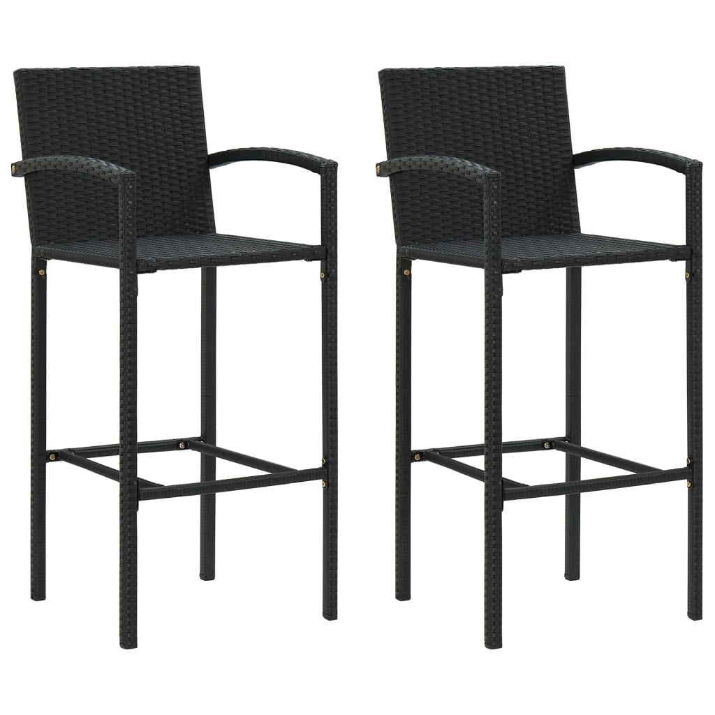 Barkrukken 2 st poly rattan zwart is nu te koop bij PeponiXL, paradijselijk wonen!