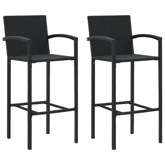 Barkrukken 2 st poly rattan zwart is nu te koop bij PeponiXL, paradijselijk wonen!