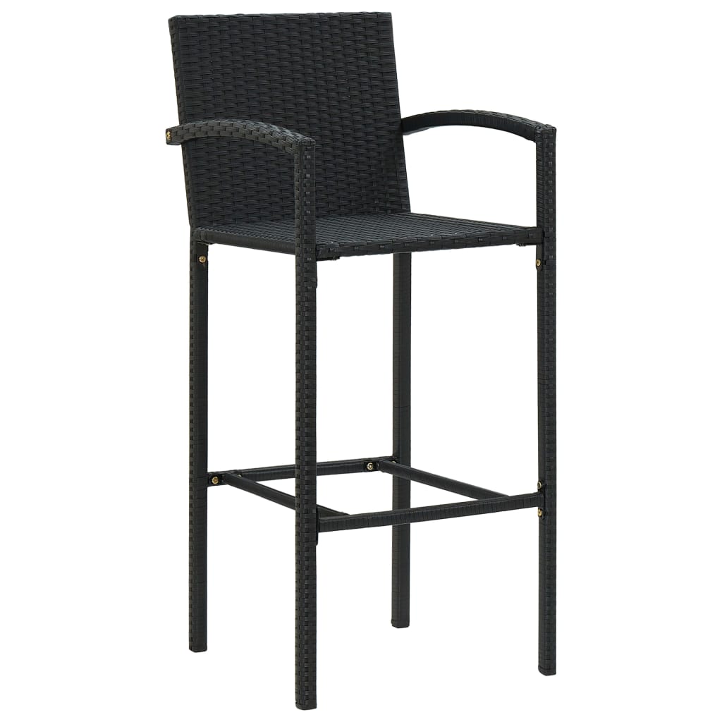Barkrukken 2 st poly rattan zwart is nu te koop bij PeponiXL, paradijselijk wonen!