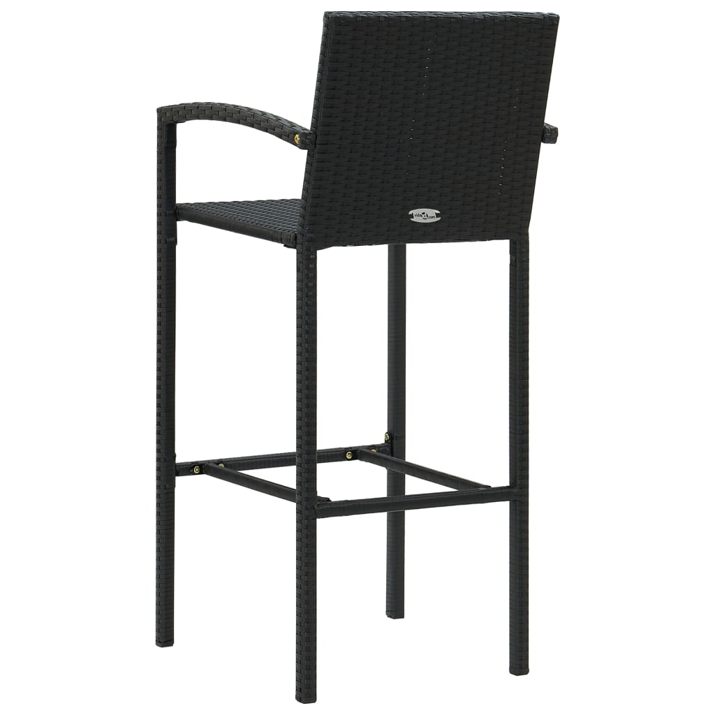 Barkrukken 2 st poly rattan zwart is nu te koop bij PeponiXL, paradijselijk wonen!