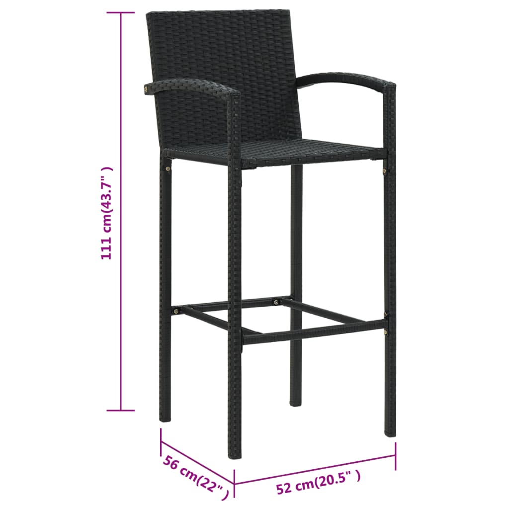 Barkrukken 2 st poly rattan zwart is nu te koop bij PeponiXL, paradijselijk wonen!