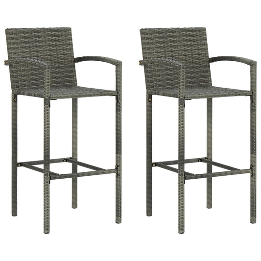 Barkrukken 2 st poly rattan grijs is nu te koop bij PeponiXL, paradijselijk wonen!