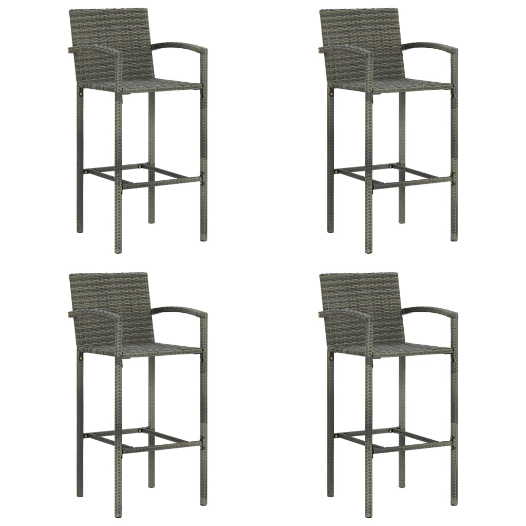 Barkrukken 4 st poly rattan grijs is nu te koop bij PeponiXL, paradijselijk wonen!