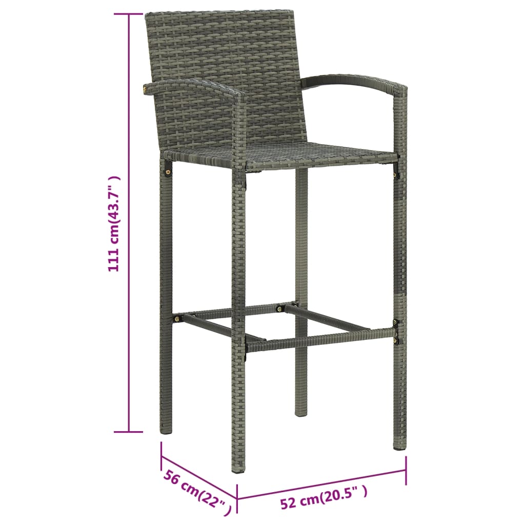 Barkrukken 4 st poly rattan grijs is nu te koop bij PeponiXL, paradijselijk wonen!