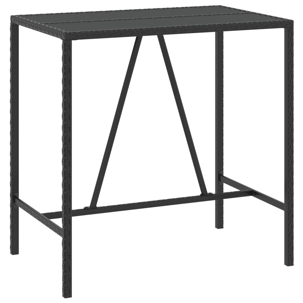 Bartafel met glazen blad 110x70x110 cm poly rattan zwart is nu te koop bij PeponiXL, paradijselijk wonen!