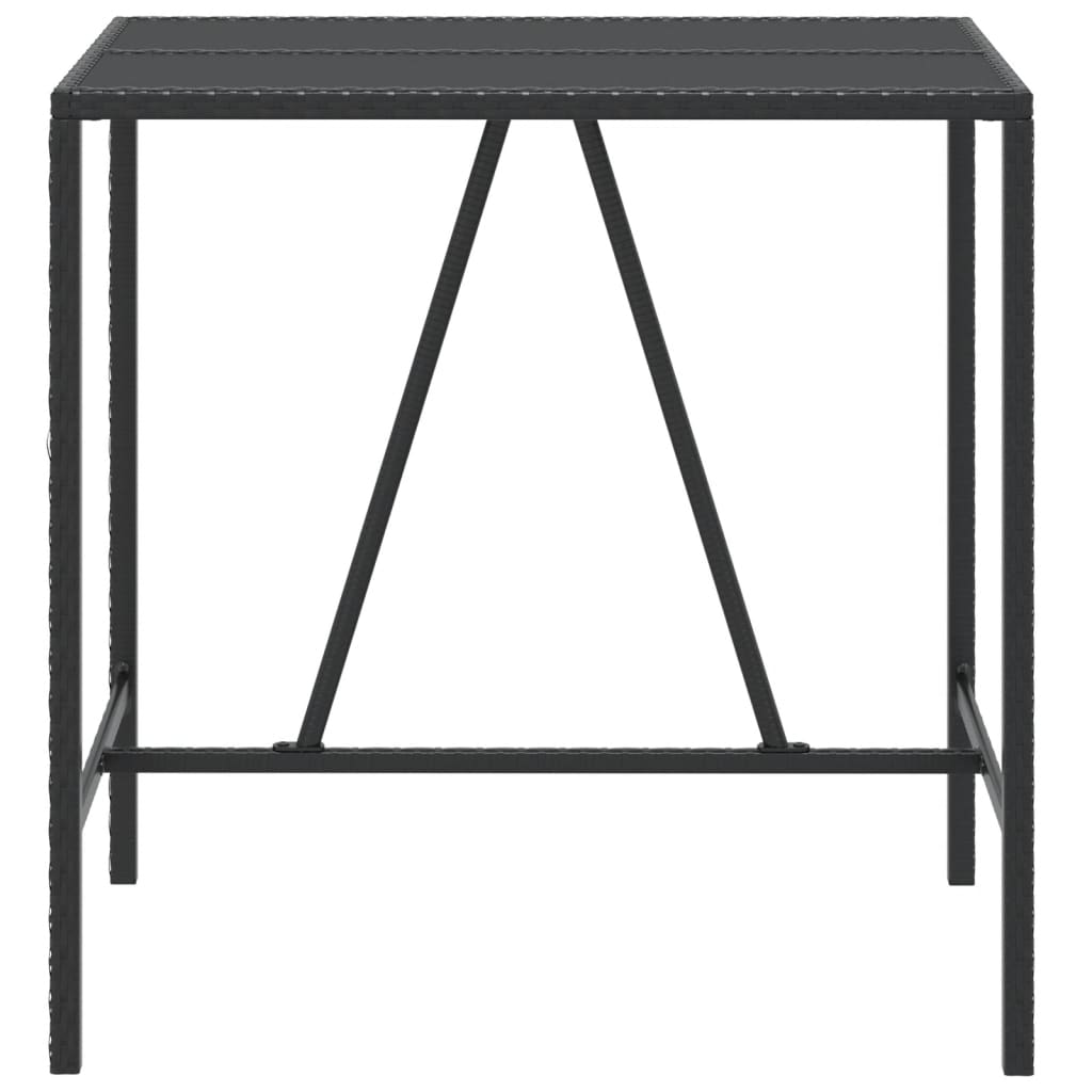 Bartafel met glazen blad 110x70x110 cm poly rattan zwart is nu te koop bij PeponiXL, paradijselijk wonen!