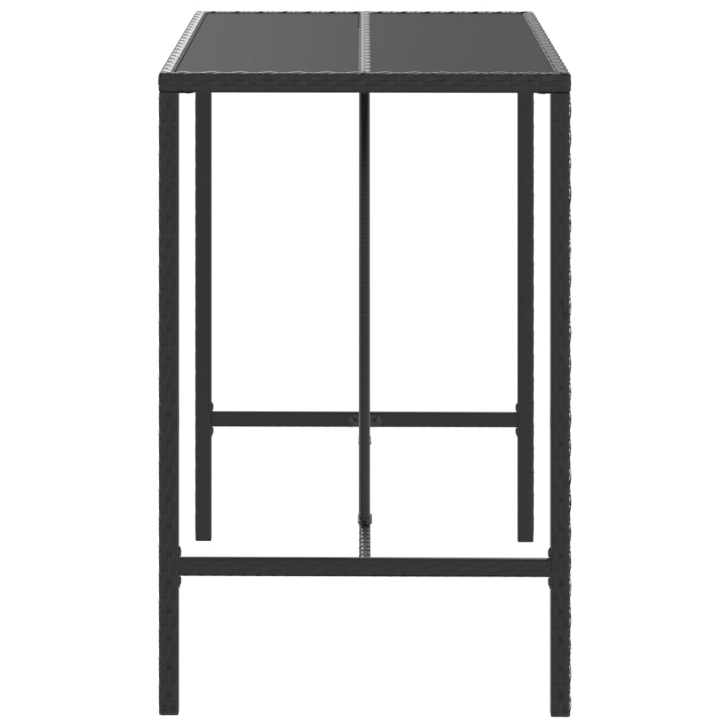 Bartafel met glazen blad 110x70x110 cm poly rattan zwart is nu te koop bij PeponiXL, paradijselijk wonen!