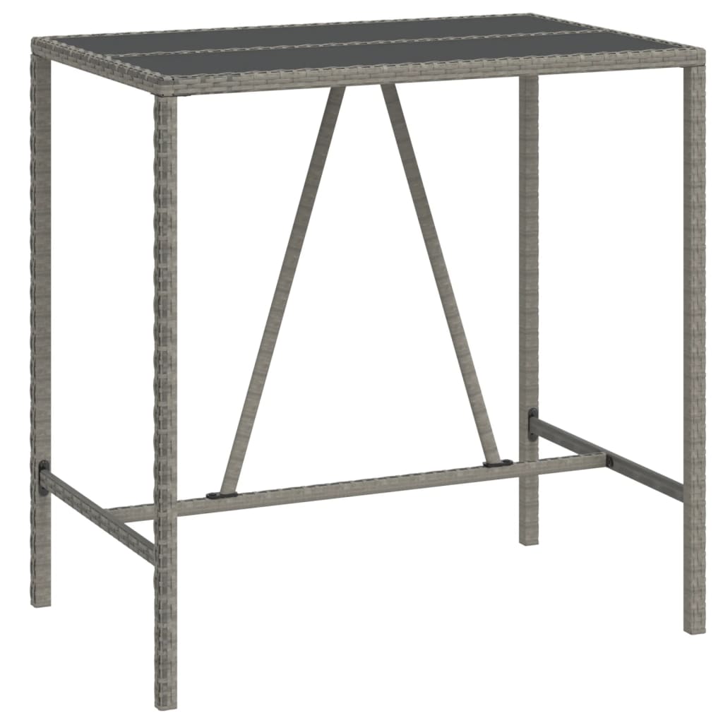 Bartafel met glazen blad 110x70x110 cm poly rattan grijs is nu te koop bij PeponiXL, paradijselijk wonen!
