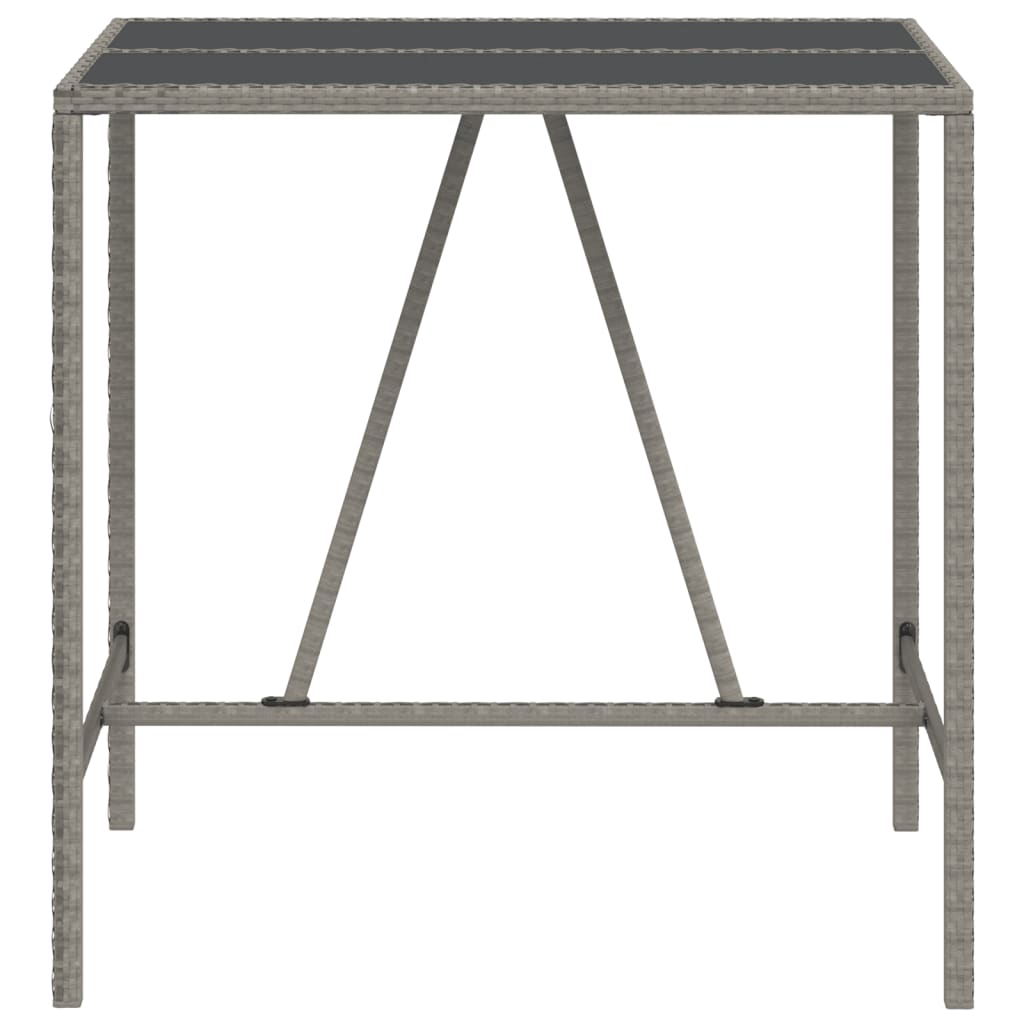 Bartafel met glazen blad 110x70x110 cm poly rattan grijs is nu te koop bij PeponiXL, paradijselijk wonen!
