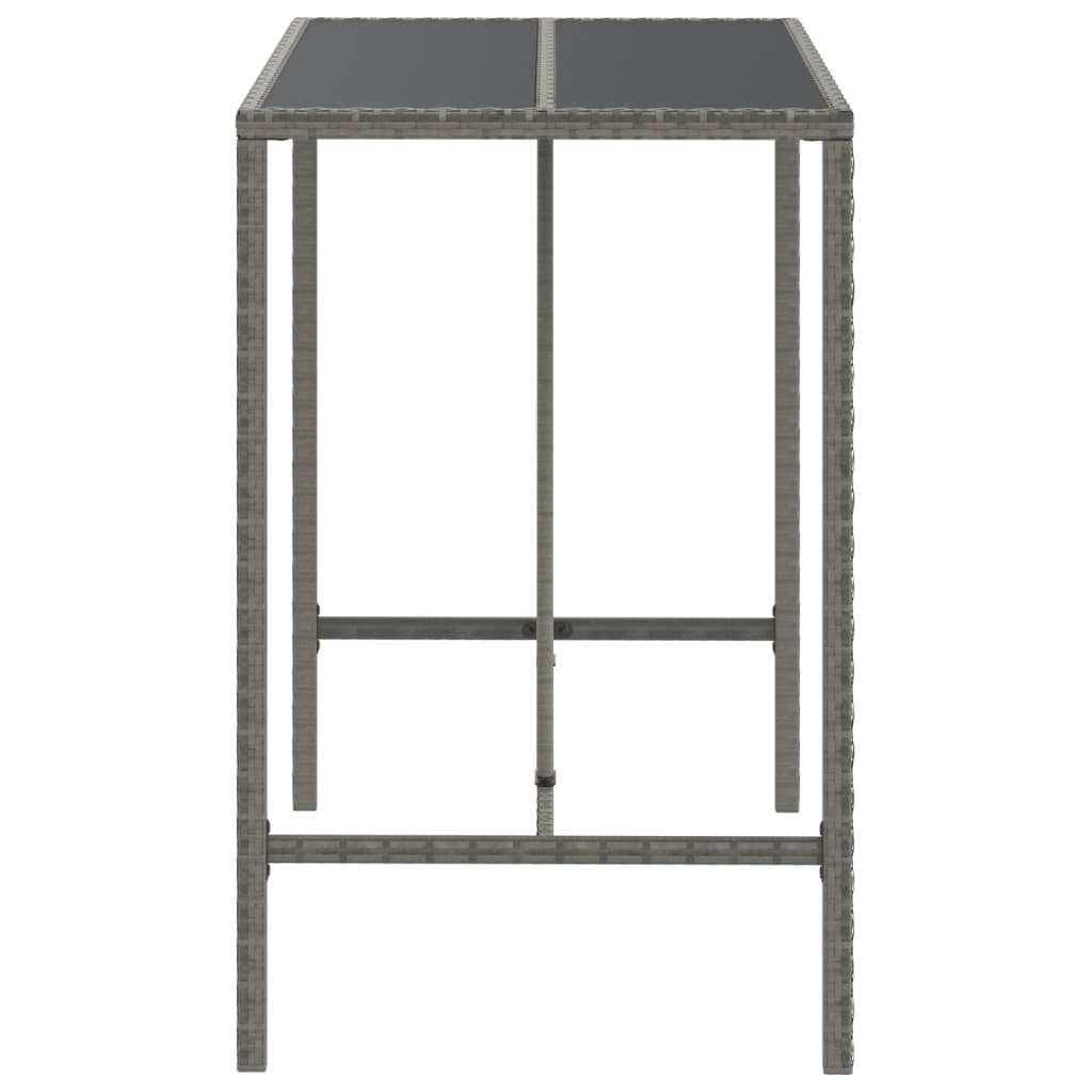 Bartafel met glazen blad 110x70x110 cm poly rattan grijs is nu te koop bij PeponiXL, paradijselijk wonen!