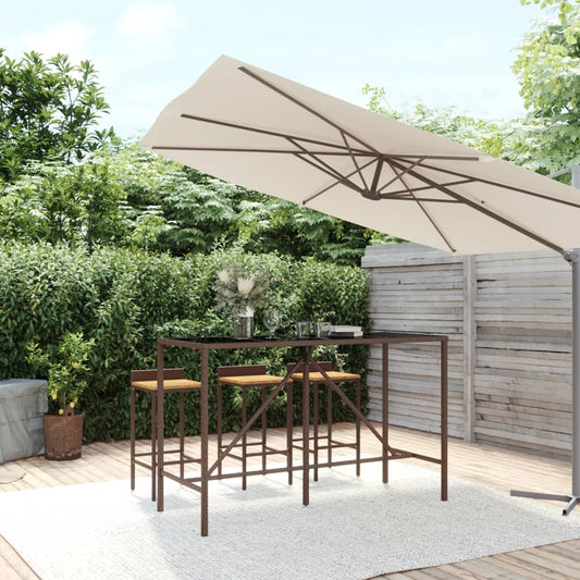 Bartafel met glazen blad 180x70x110 cm poly rattan bruin is nu te koop bij PeponiXL, paradijselijk wonen!
