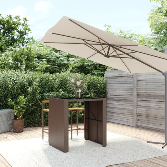 Bartafel met glazen blad 105x80x110 cm poly rattan bruin is nu te koop bij PeponiXL, paradijselijk wonen!