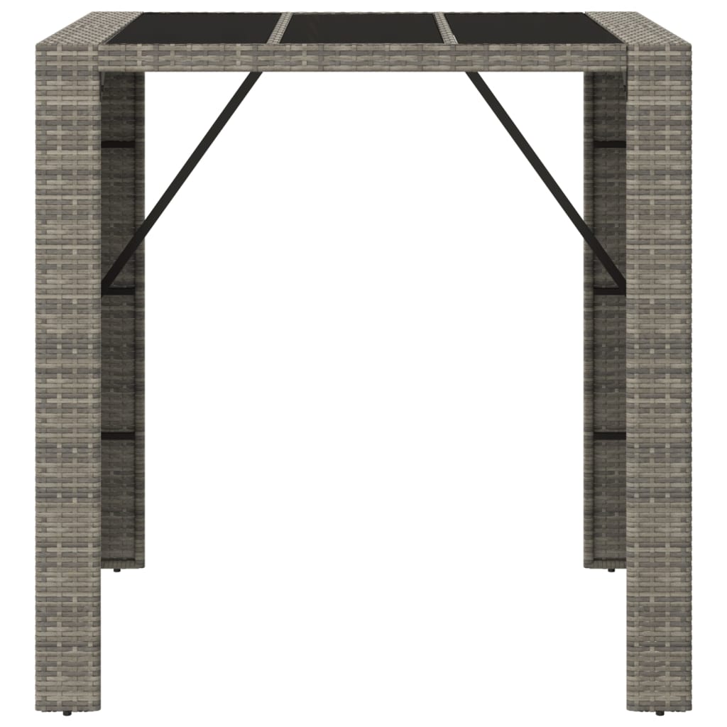 Bartafel met glazen blad 105x80x110 cm poly rattan grijs is nu te koop bij PeponiXL, paradijselijk wonen!