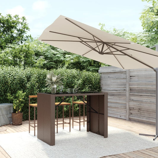 Bartafel met glazen blad 145x80x110 cm poly rattan bruin is nu te koop bij PeponiXL, paradijselijk wonen!